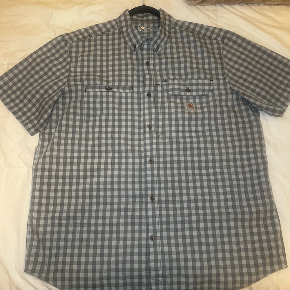 Carhartt FORCE Relaxed Fit Gingham Plaid Men’s XL Shirt w Pockets